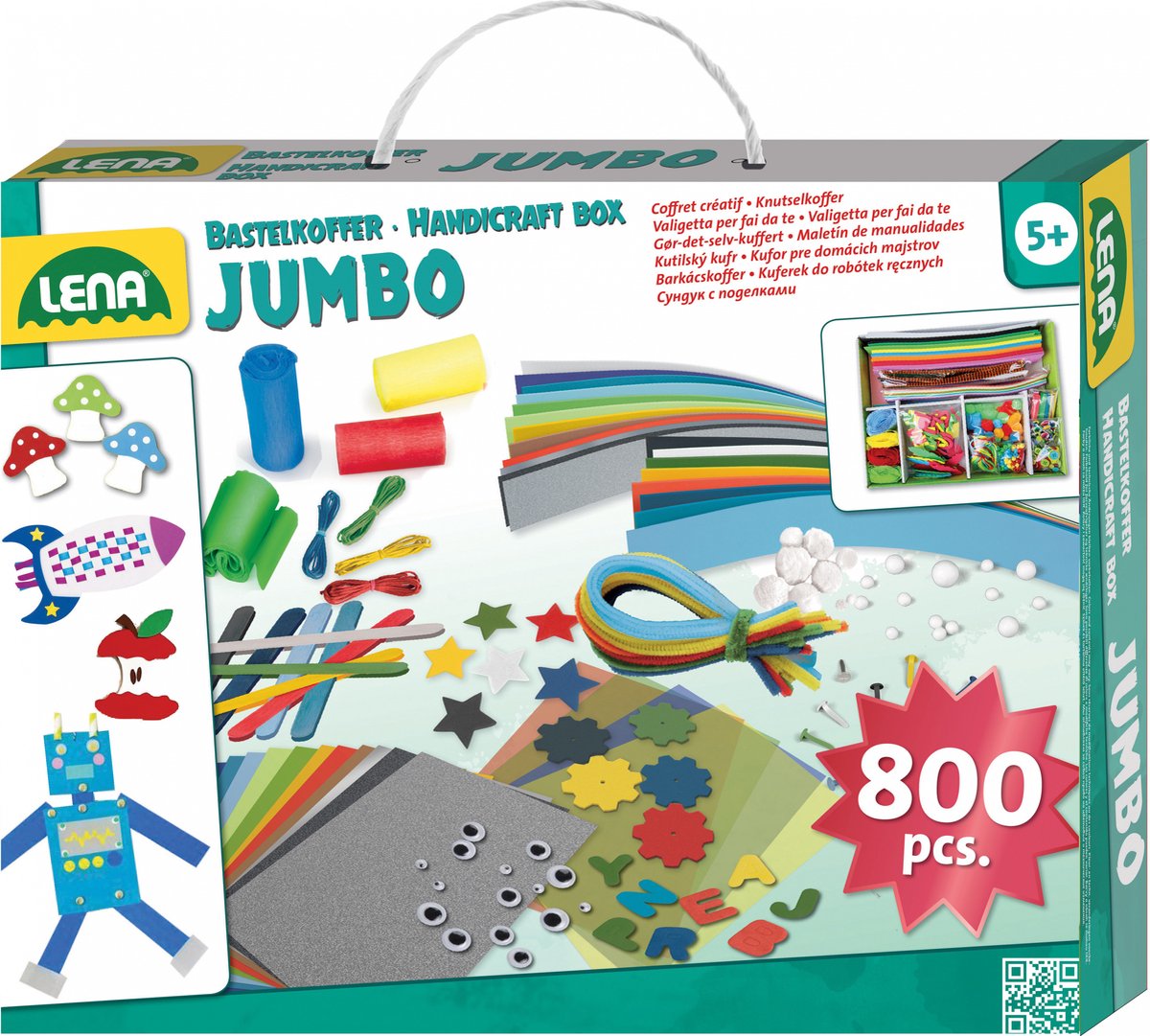 Lena knutselset jumbo junior - 35,5cm - karton turquoise - 800-delig