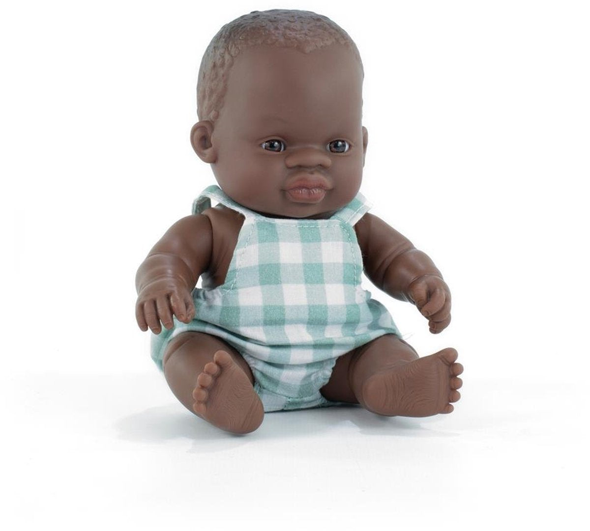 Bambolina Miniland - bambino africano 21 cm - con profumo di vaniglia - impermeabile - 10 mesi