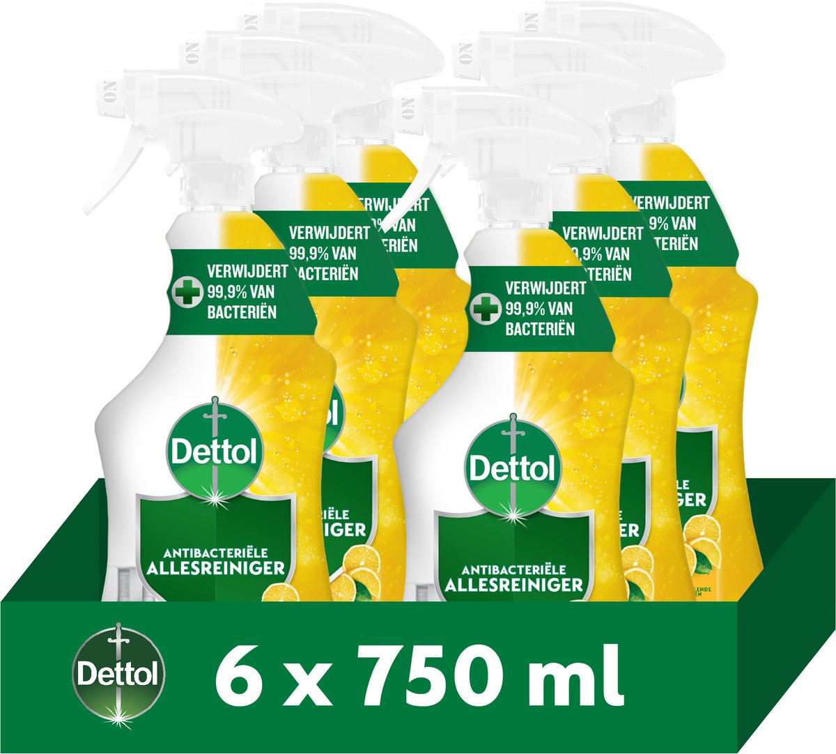 Dettol detergente multiuso antibatterico spray limone frizzante 750 ml - 6 pezzi - confezione risparmio