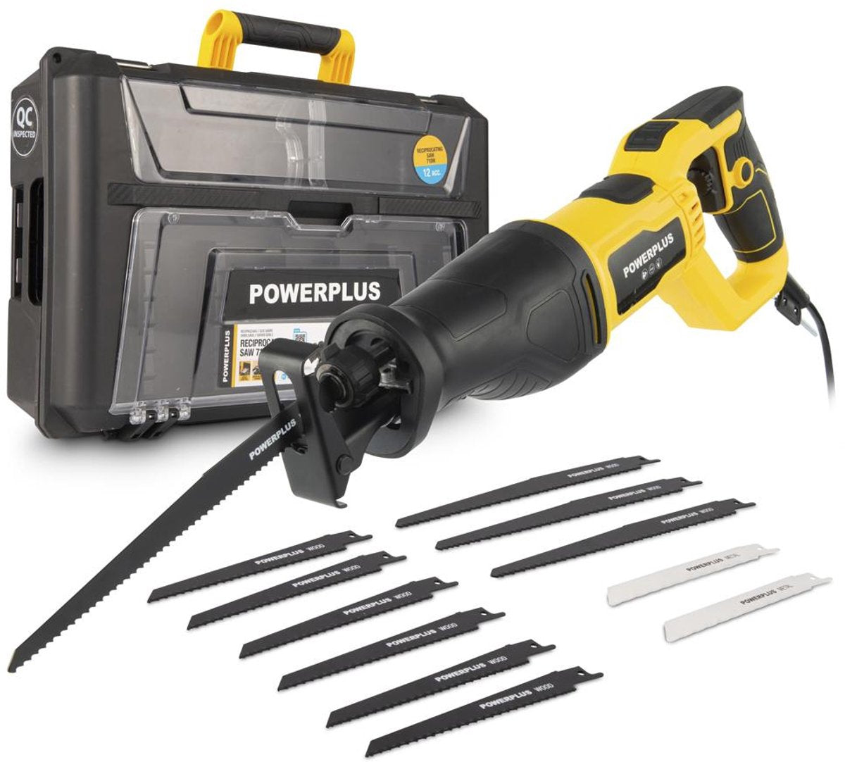 Powerplus elektrische reciprozaag powxbox022- 710w zaagmachine - 2800min-1 - gereedschap met 12 acc. en koffer