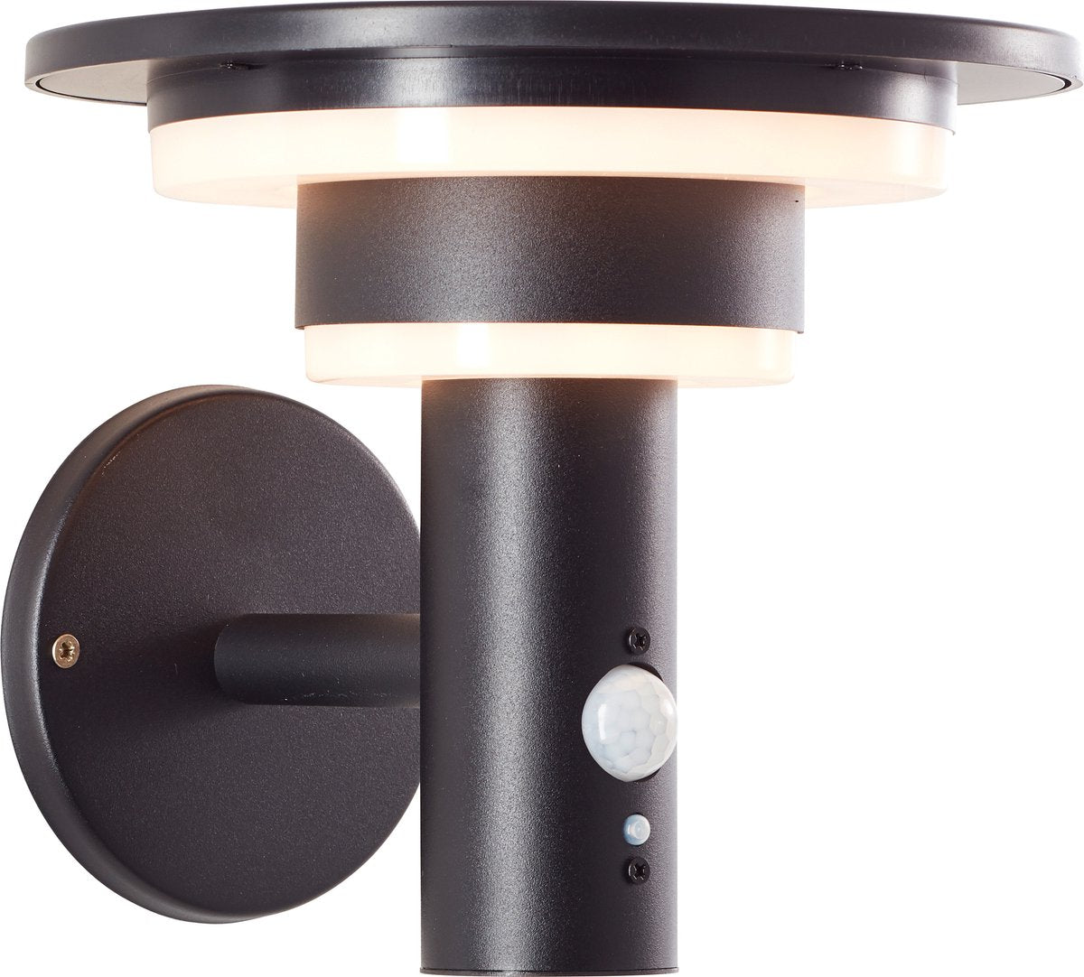 Brilliant garvina - lampada da parete per esterno - led 3w - solare - 430 lm - 3000k - ip44 - nero