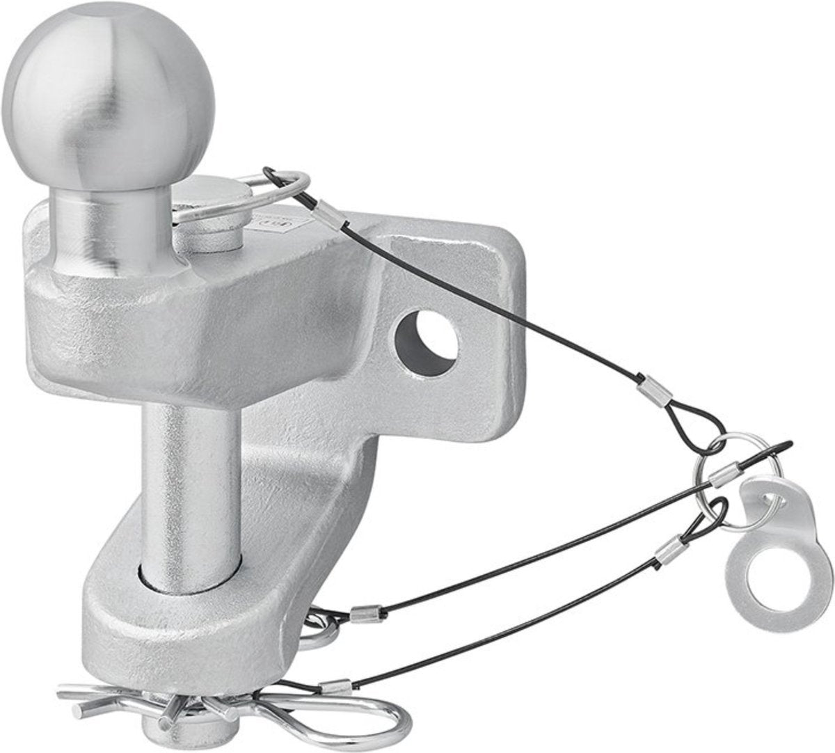 Bola de remolque Proplus combinada - versión doble - barra de remolque para parachoques - bola de acoplamiento - homologado tipo E - d21 s350 – plateado