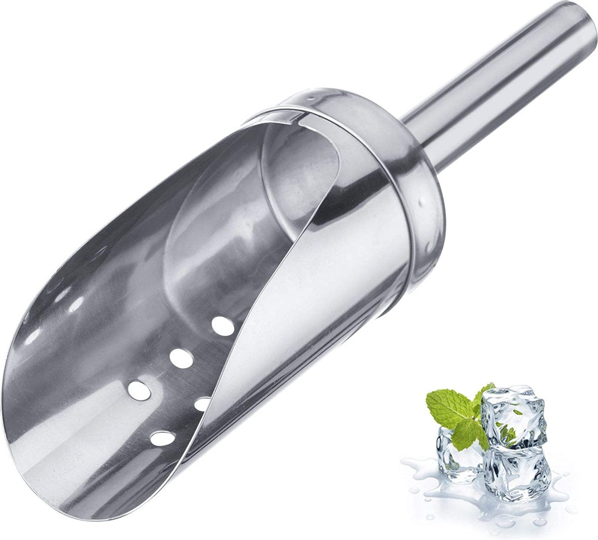 Pala para helado Westmark para hielo picado y cubitos de hielo, capacidad: 120 ml, con agujeros, redonda, acero inoxidable, plateada, 91222270
