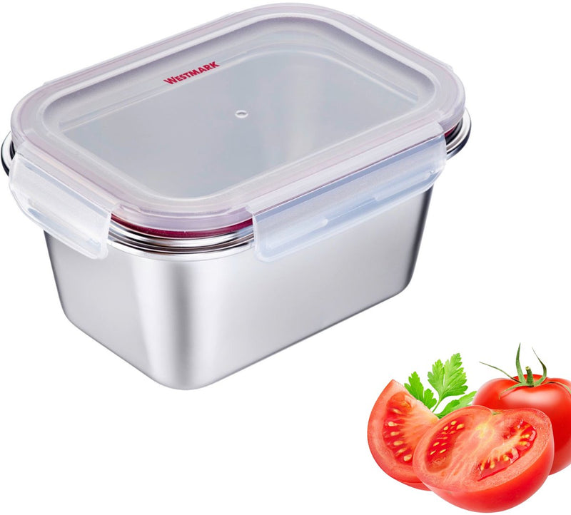 Westmark Fiambrera de Acero Inoxidable - Panera a Prueba de Fugas - Apta para microondas y Horno, sin BPA - Caja Bento para la Escuela, el Trabajo y la guardería - Plata, 1000 ml