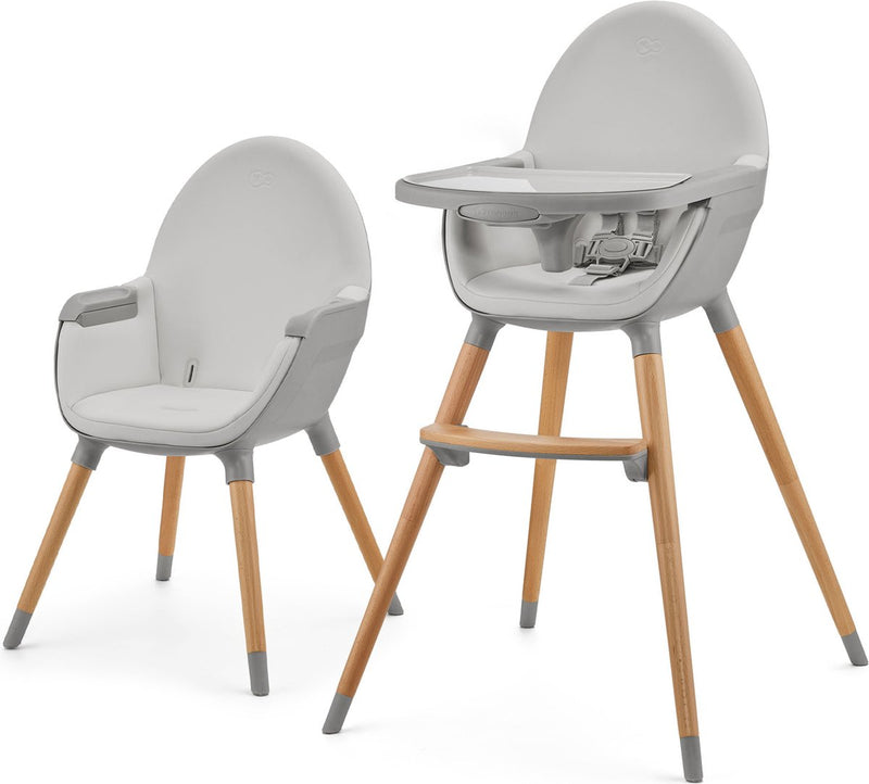 Trona Kinderkraft fini 2 2 en 1 - cuero artificial - bandeja ajustable - sillón de juego - correas de seguridad - 6 meses a 5 años - gris