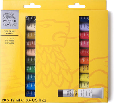 Winsor Newton 2190606 Set di colori acrilici Galeria – 20 × 12 ml – Set iniziale di colori acrilici per artisti principianti