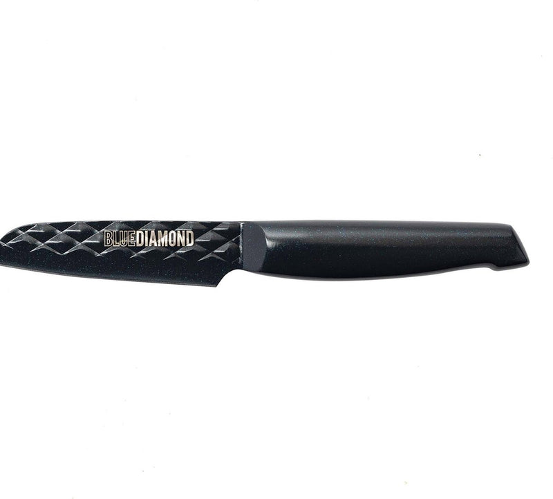 Coltello sbucciatore diamantato blu - 9 cm - acciaio 100 - antiaderente - lavabile in lavastoviglie