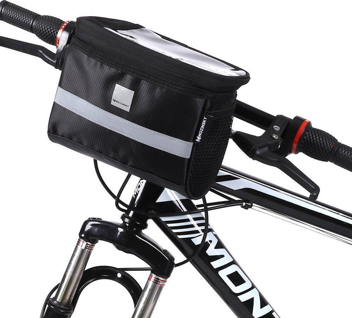 Serie Wozinsky wbb12bk - borsa da bicicletta per manubrio - 2l - nera - striscia riflettente