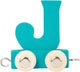 Piccole piede - Font blu in legno - J - 12 pezzi