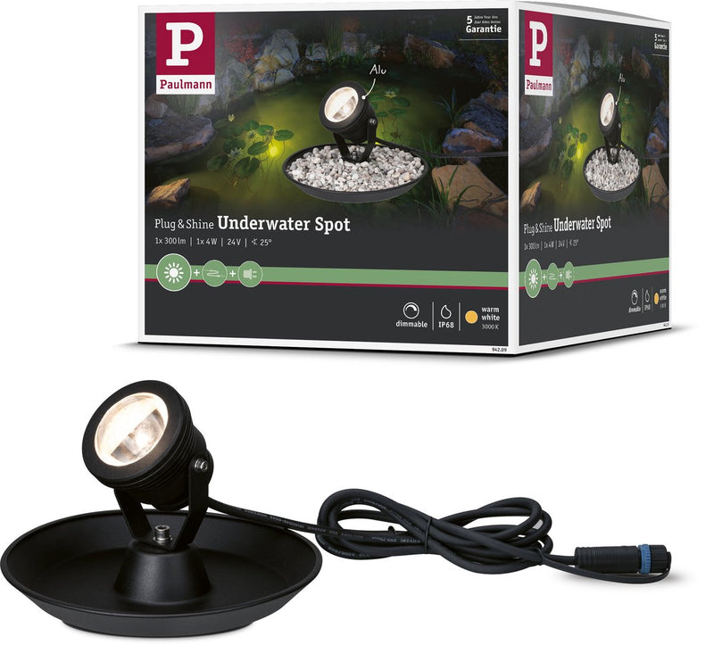 Paulmann Plug Shine Lampada spot LED per stagno Spot separato IP68 3000K 4W Nero
