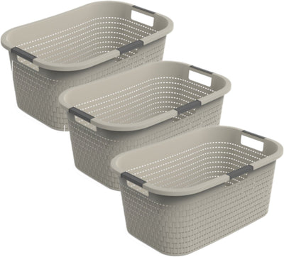 Rotho country - 3-piece set of laundry basket 40 l - plastic - BPA-free - beige