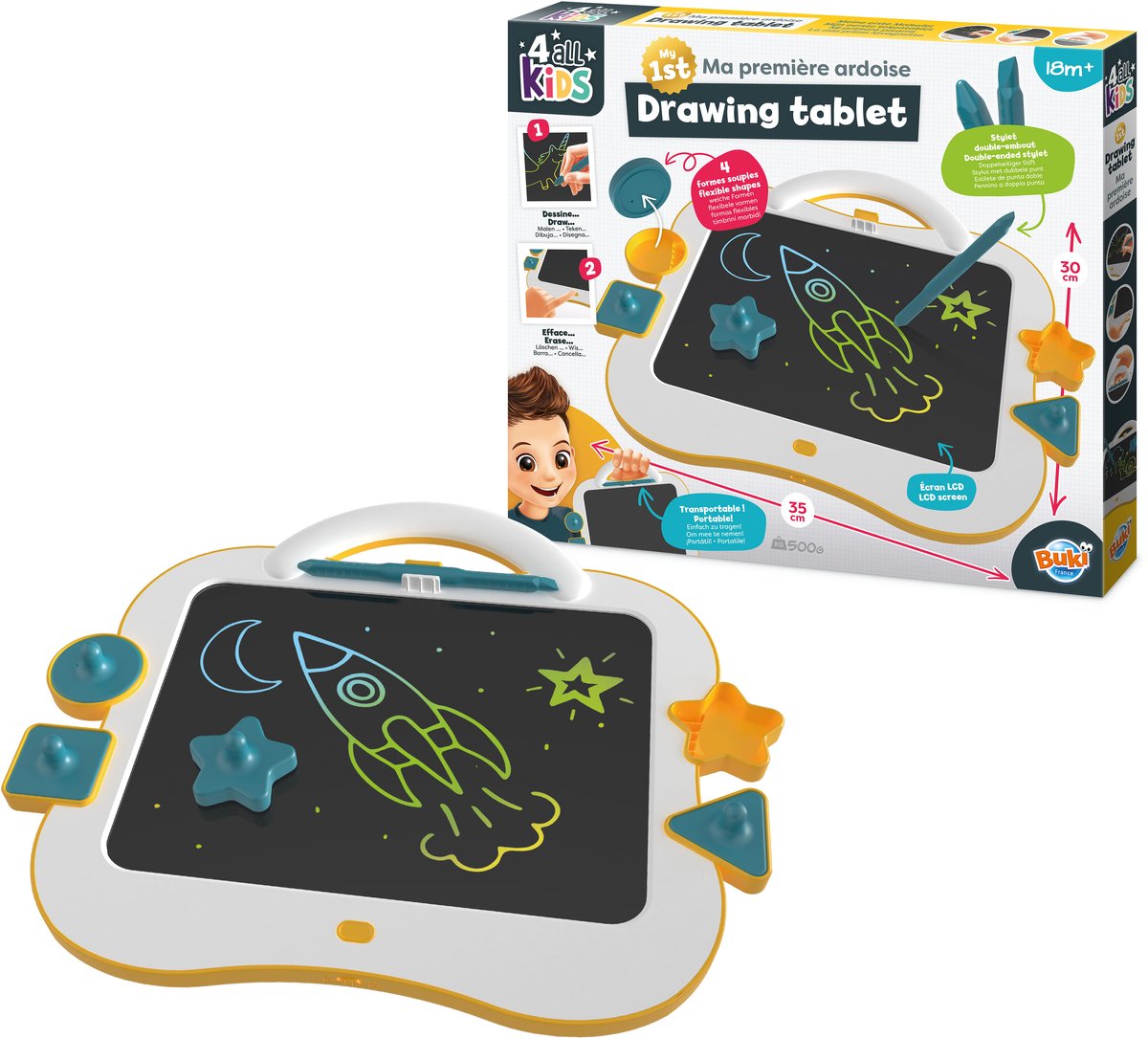 Buki france buki - tableta de dibujo LCD para niños pequeños - dibujar - colorear - juguetes creativos