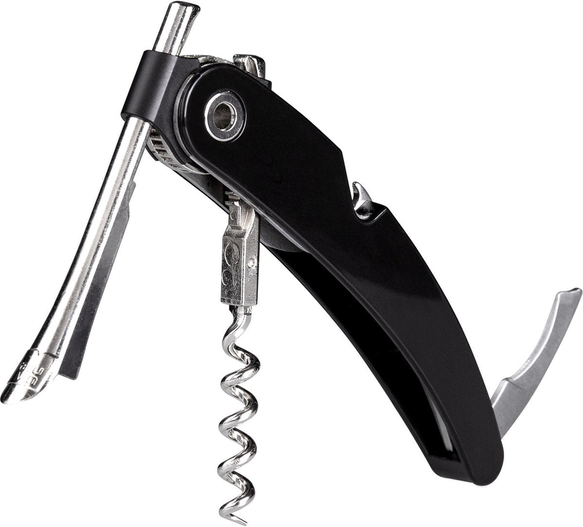 Vacuvin sacacorchos vacu vin single pull negro - cuchillo de camarero 3 en 1 - con cortacápsulas y abridor de botellas