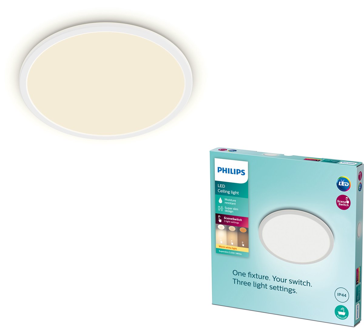 Lampada da soffitto per bagno Philips LED Philips super sottile - bianca - rotonda - 18 W