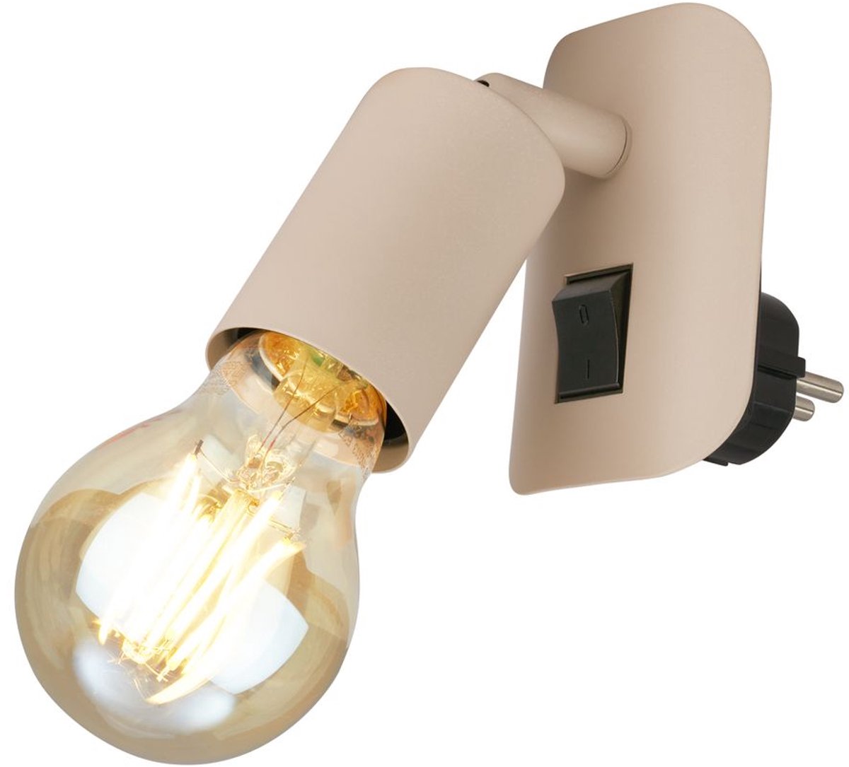 Briloner batita - lámpara de enchufe - lámpara de pared - casquillo E27 - uso enchufable - con interruptor - orientable - casquillo E27 - beige - 9,5 x 6,7 x 7,8 cm