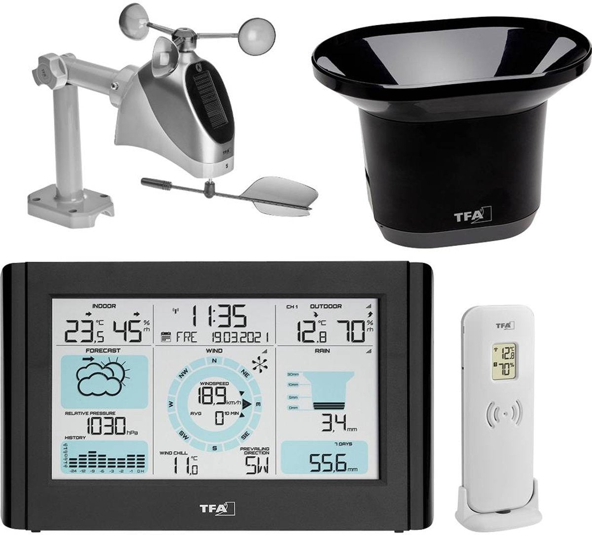 Tfa dostmann meteo pro 35.1161.01 stazione meteo wireless previsione da 12 a 24 ore numero di sensori max.: 3