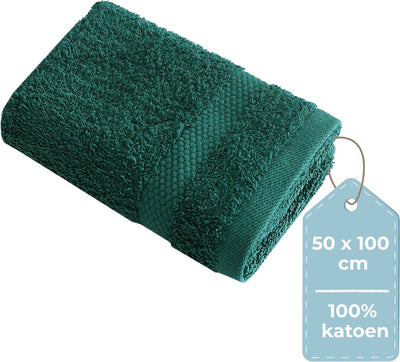 Silenzio. asciugamano living hush living - per pezzo - 50×100 cm - 100% cotone - qualità pesante 500 g m2 - bordo elegante e occhiello per appendere - verde scuro