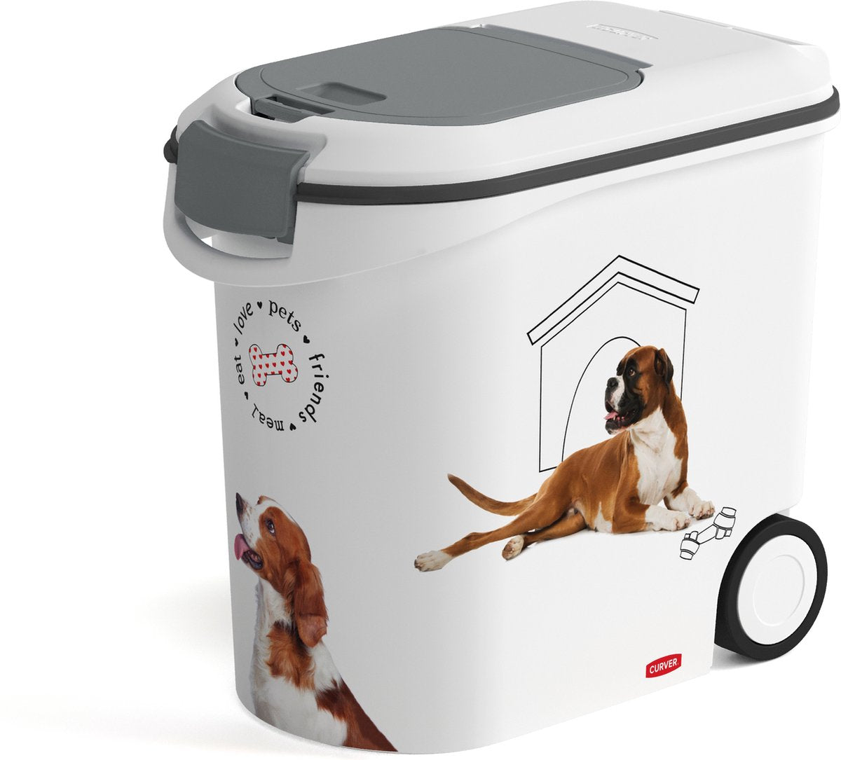 Contenitore per cibo Curver per cani - 35l - 12kg - 28x49x43cm - bianco grigio