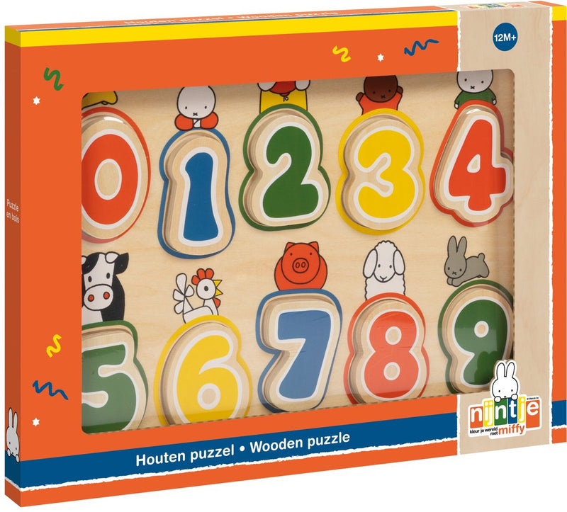Bambolino Miffy Puzzle in legno con numeri, puzzle con numeri - giocattolo educativo junior - bambino piccolo, bambino in età prescolare - da 1 anno - suggerimento regalo giocattoli