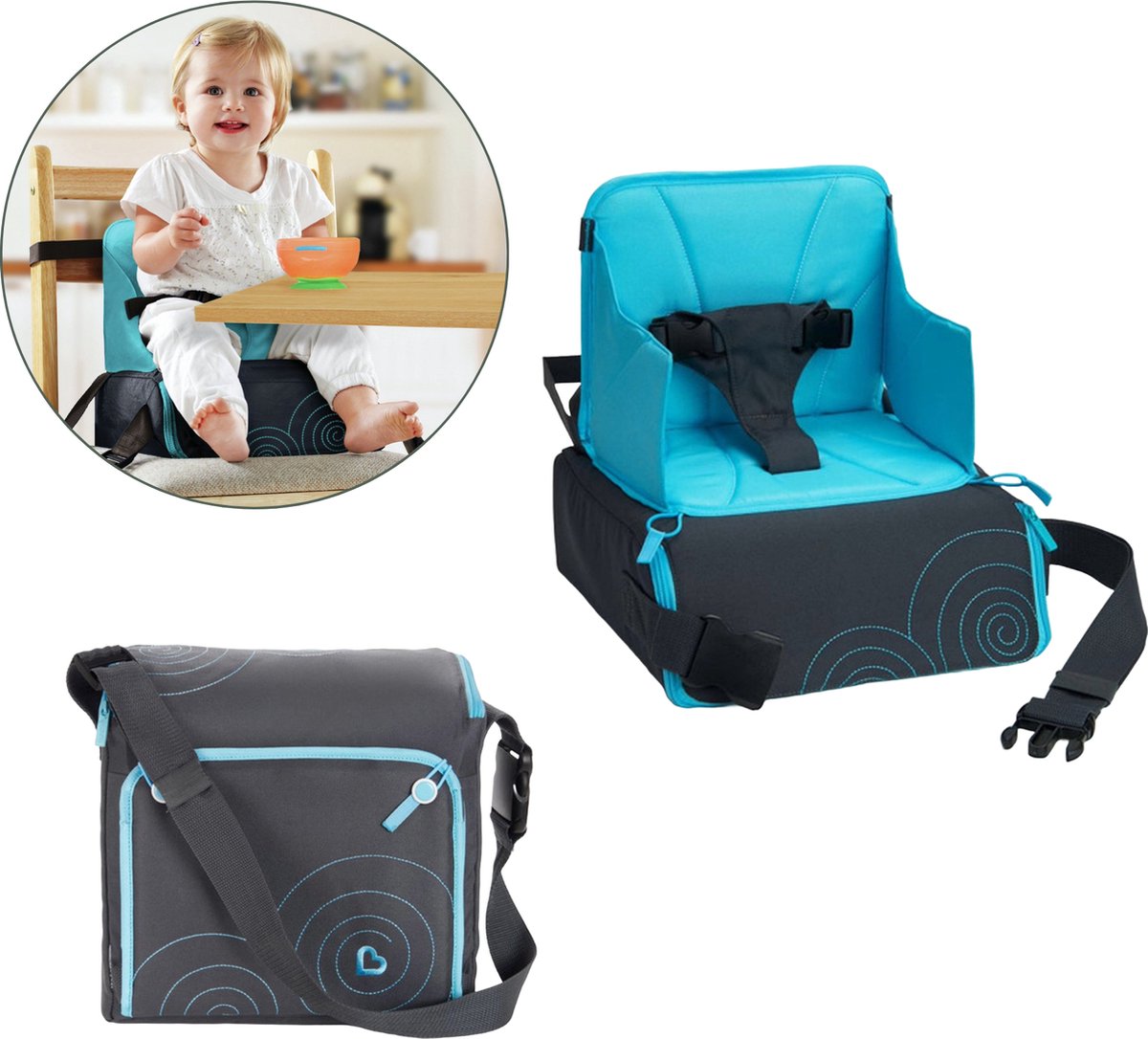 Silla elevadora Munchkin - silla elevadora - silla elevadora - silla infantil portátil - silla de coche en forma de bolsa de transporte - silla elevadora y bolsa en 1