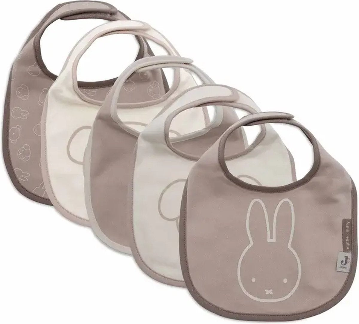 Jollein x Miffy - bavaglino - impermeabile - bavaglini - miffy and friends - 5 pezzi