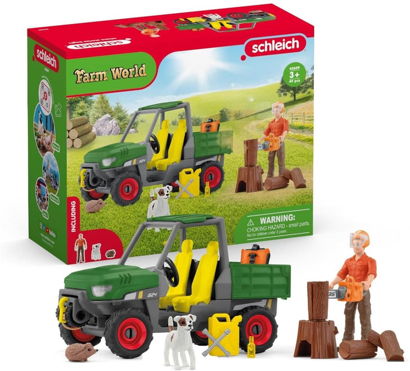 Schleich Farm World Houtzager con vehículo 42659