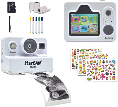 Lexibook starcam® print classic, paquete de cámara con impresora instantánea, tarjeta SD y set de personalización de fotografías