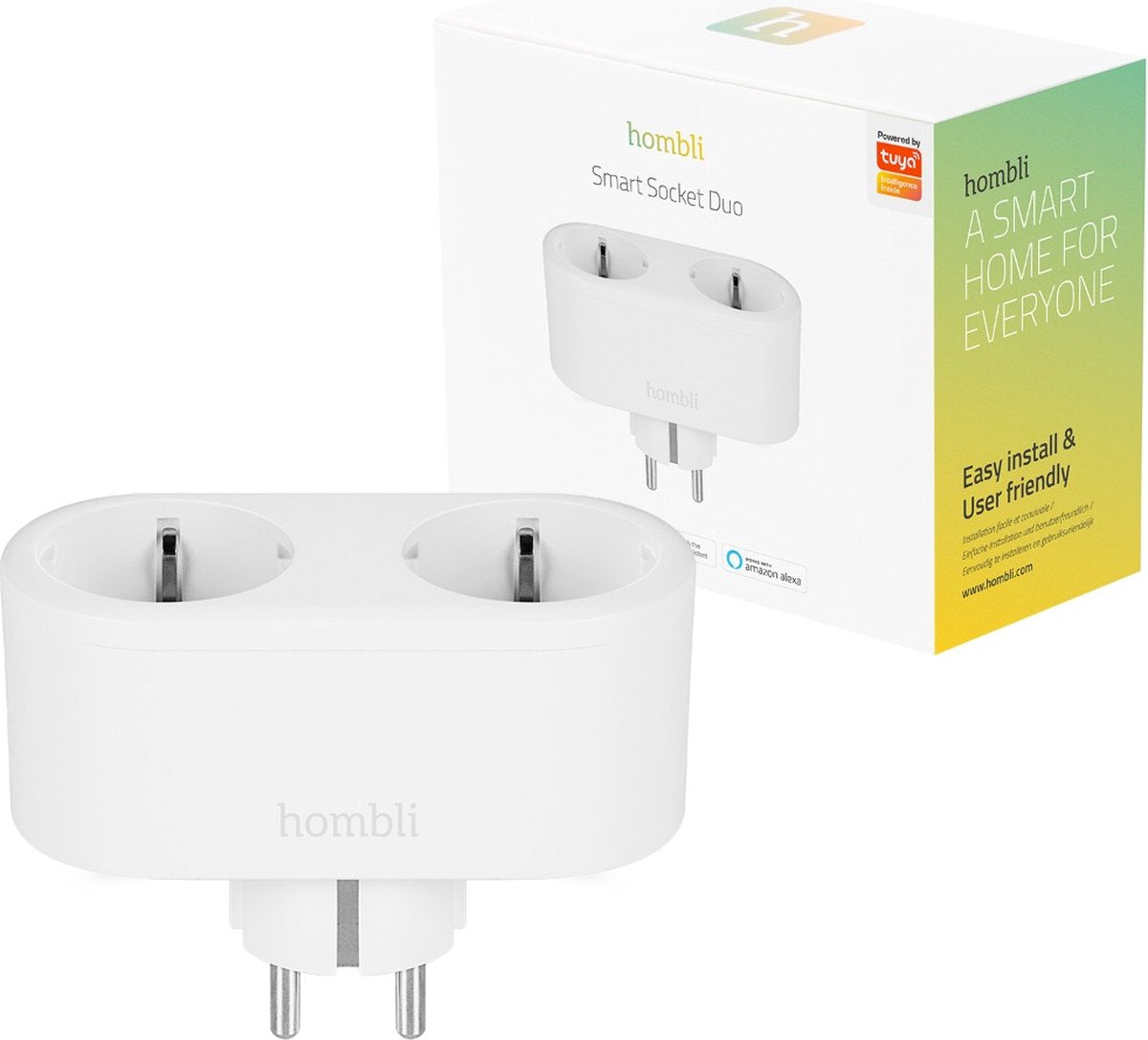 Smart plug Hombli - 2 contatti - WiFi - funzione timer - compatibile con Amazon Alexa e Google Home - controllo tramite app - 1 pezzo - bianco
