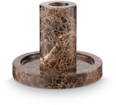 Vtwonen - candlestick - brown - marble - 10.2x7.9cm