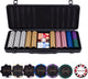 Longfield pokerset 500 chips 14 gram - zwarte aluminium koffer - speelkaarten - dealer button - dobbelstenen - engelhart