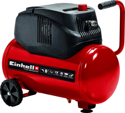 Einhell electric compressor tc-ac 200 24 8 or - 1200 w - 8 bar - 24 l tank - suction capacity: 180 l min - oil-free