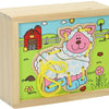 Lobbes houten rijgpuzzel boerderij, set van 4
