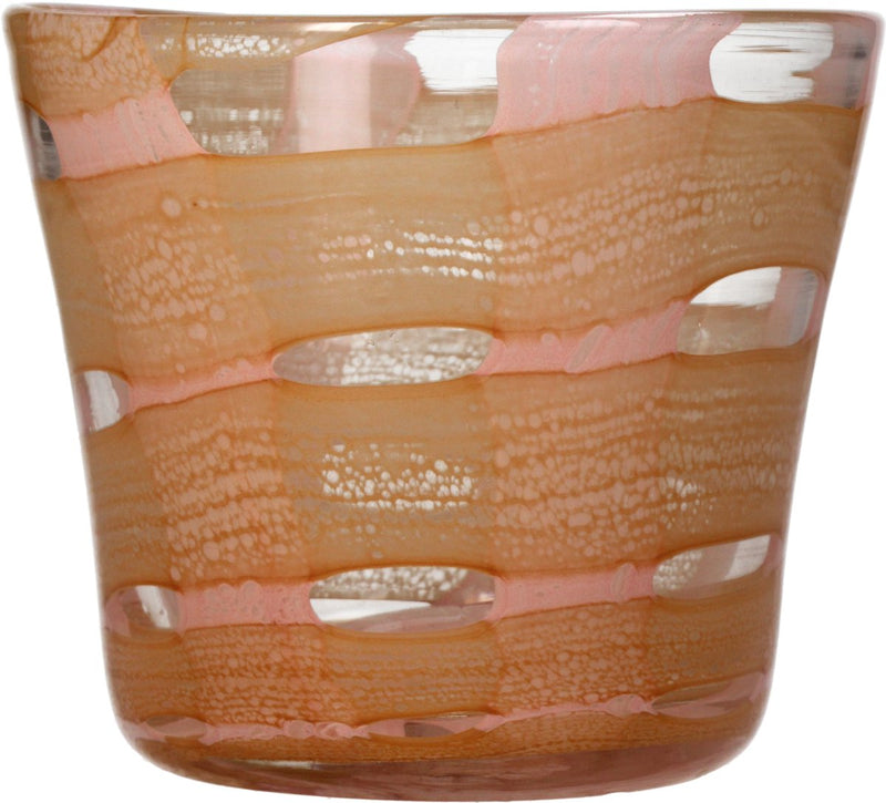 Portavelas hd collection cristal melocotón 12x12x10,5cm