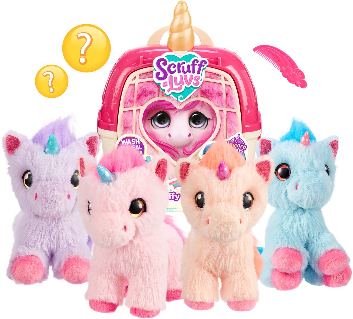 Moose Toys scruff a luvs - Peluche misterioso de unicornio en cesta de transporte