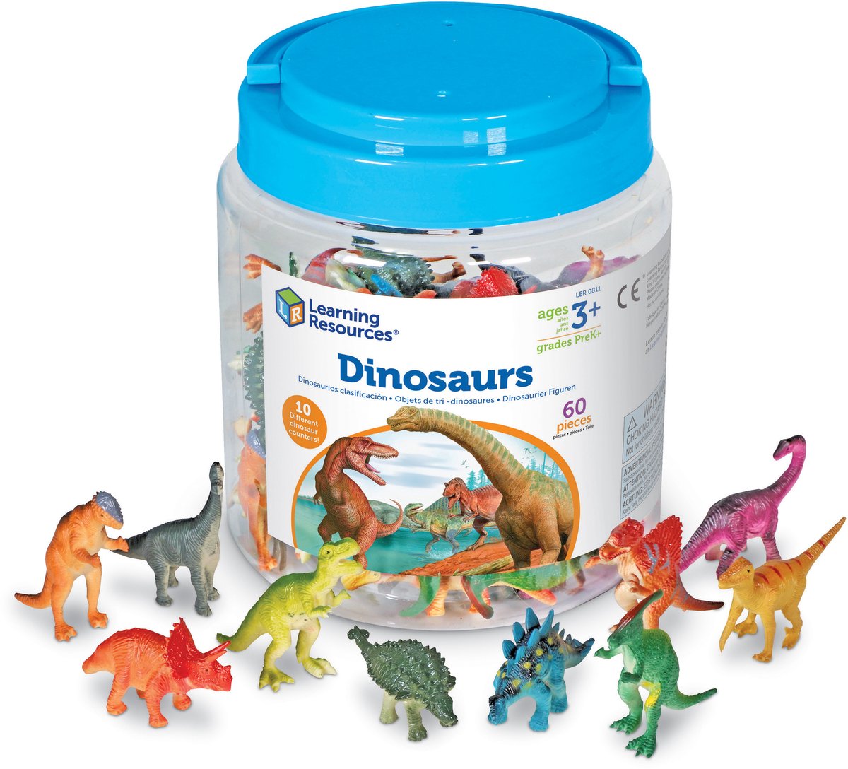 Recursos de aprendizaje contadores de dinosaurios (juego de 60) - 3+