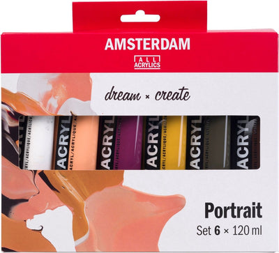 Bruynzeel Amsterdam serie standard set di colori acrilici per ritratti 120 ml, 6 pz.