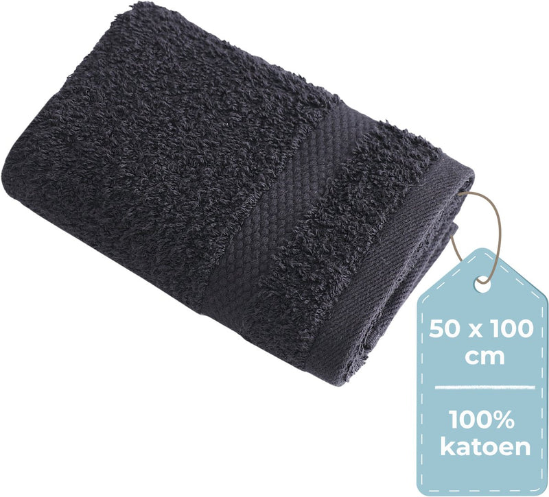 Silenzio. asciugamano living hush living - per pezzo - 50×100 cm - 100% cotone - qualità pesante 500 g m2 - bordo elegante e occhiello per appendere - nero