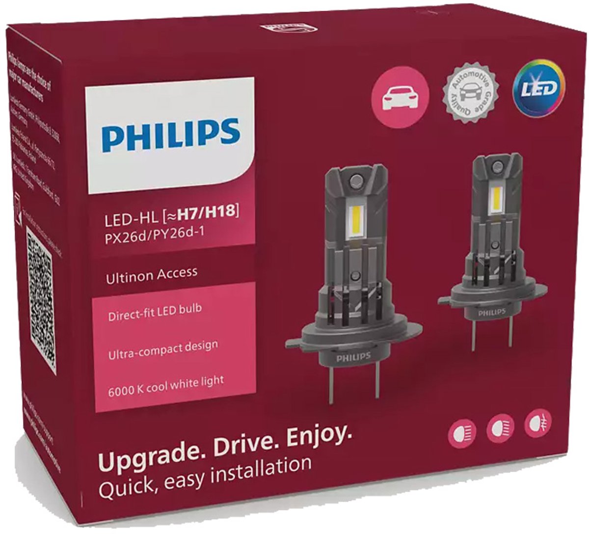 Set fari LED Philips H7 H18 Access 16W PX26D PY26D-1 12V