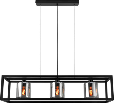 Lampada a sospensione Eglo brisling - e27 - 110 cm - vetro fumé - nero