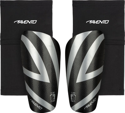Avento shin guards - with sock - black silver - size l