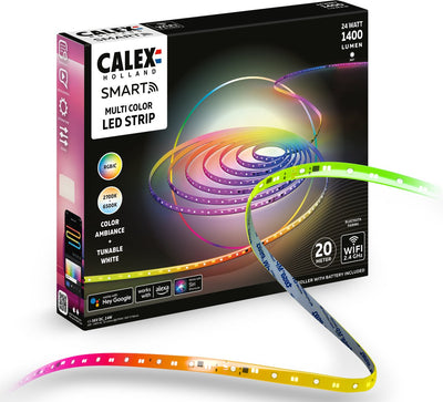 Calex smart LED strip - 20m, rgbic+cctic, WiFi controllable, music synchronization, indoor use, 1400 lumens, smart light strip, smart lighting