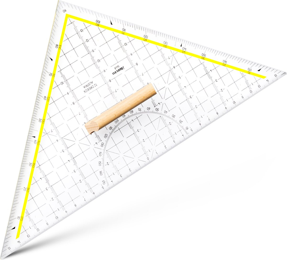 Triangolo da disegno Aristo - scala 30cm - rigido - trasparente - con manico in legno - ar-1648