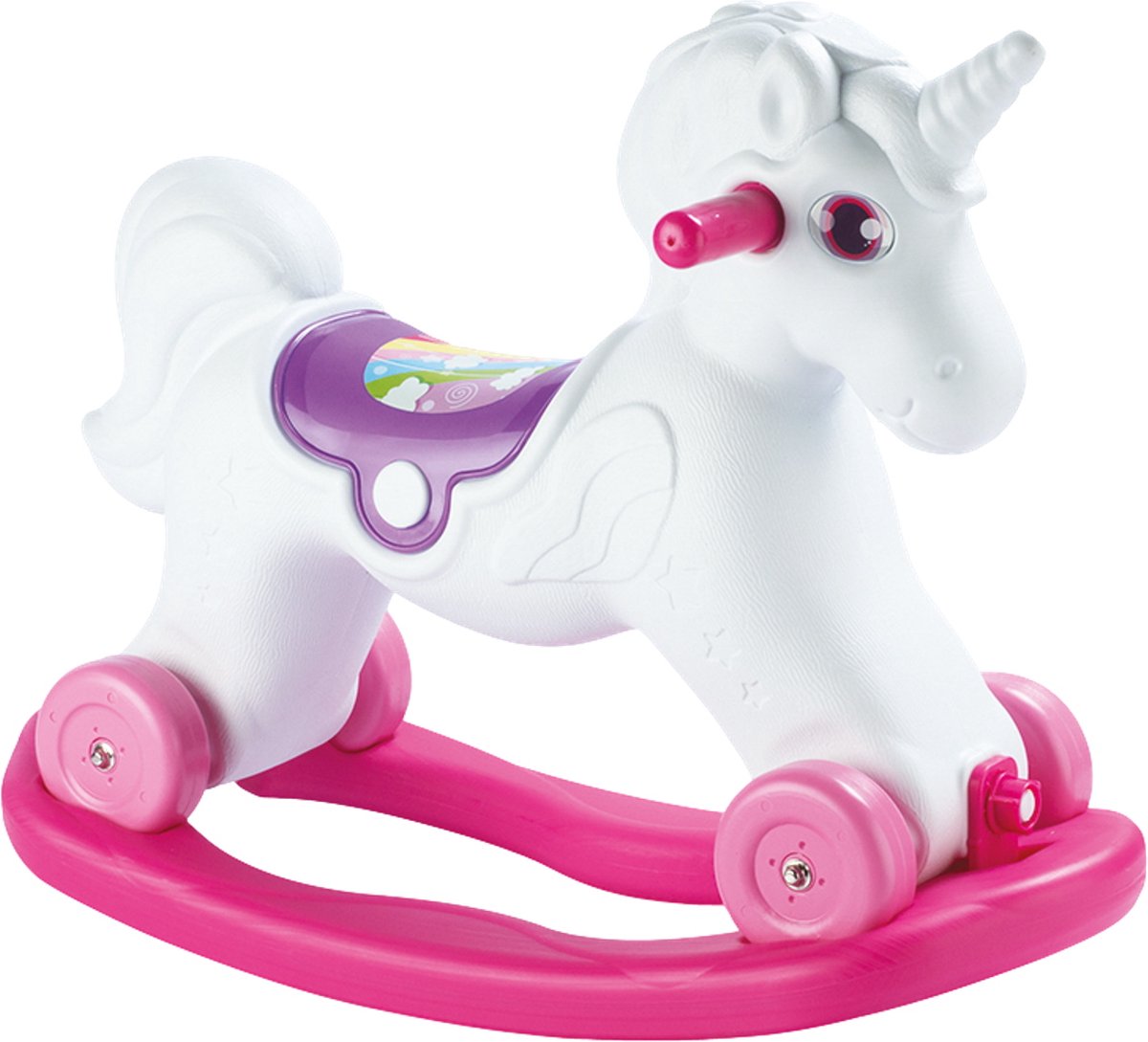 Dolu caballito balancín unicornio rosa blanco 2509