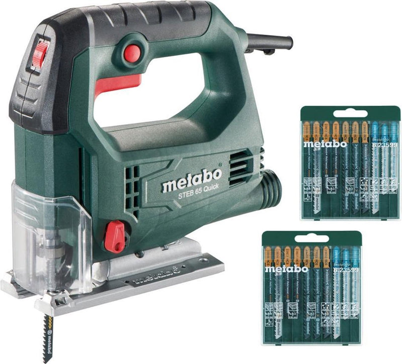 Sierra de calar de ajuste rápido Metabo steb 65 incl. Estuche con 20 hojas de sierra - 450w - mango en D - variable