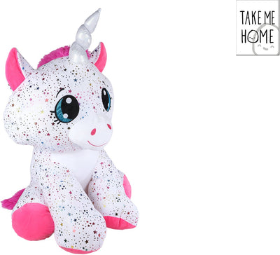 Peluche portami a casa unicorno bianco rosa - 70 cm