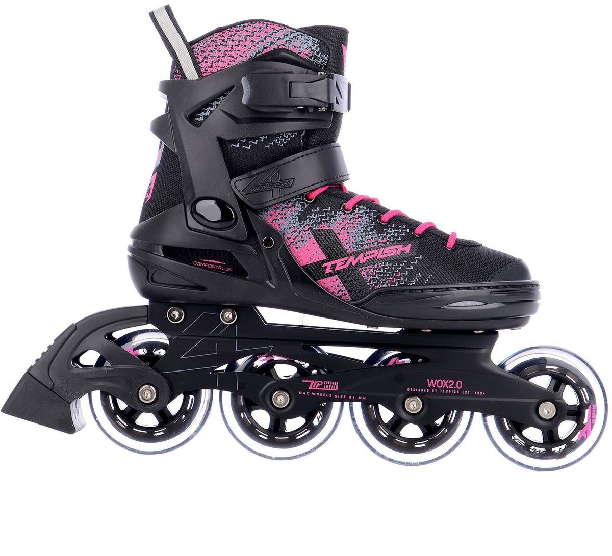 Tempish wox 2.0 lady inline skates - 84mm - fitness - zwart roze - maat 37
