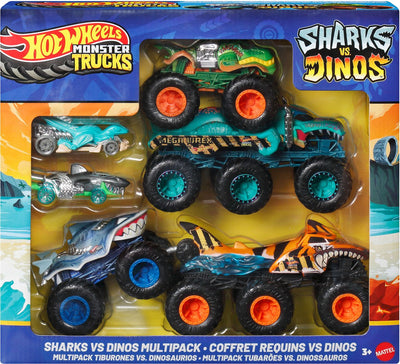 Hot Wheels Monster Trucks Sharks vs Dinos Multipack, voertuigenset, 3 años, metaal, kunststof, meerkleurig