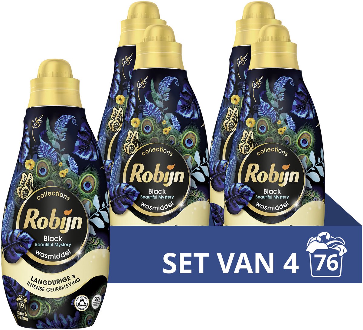 Robijn - detersivo liquido - piccolo potente - bellissimo mistero - 4 bottiglie - 76 lavaggi - confezione risparmio