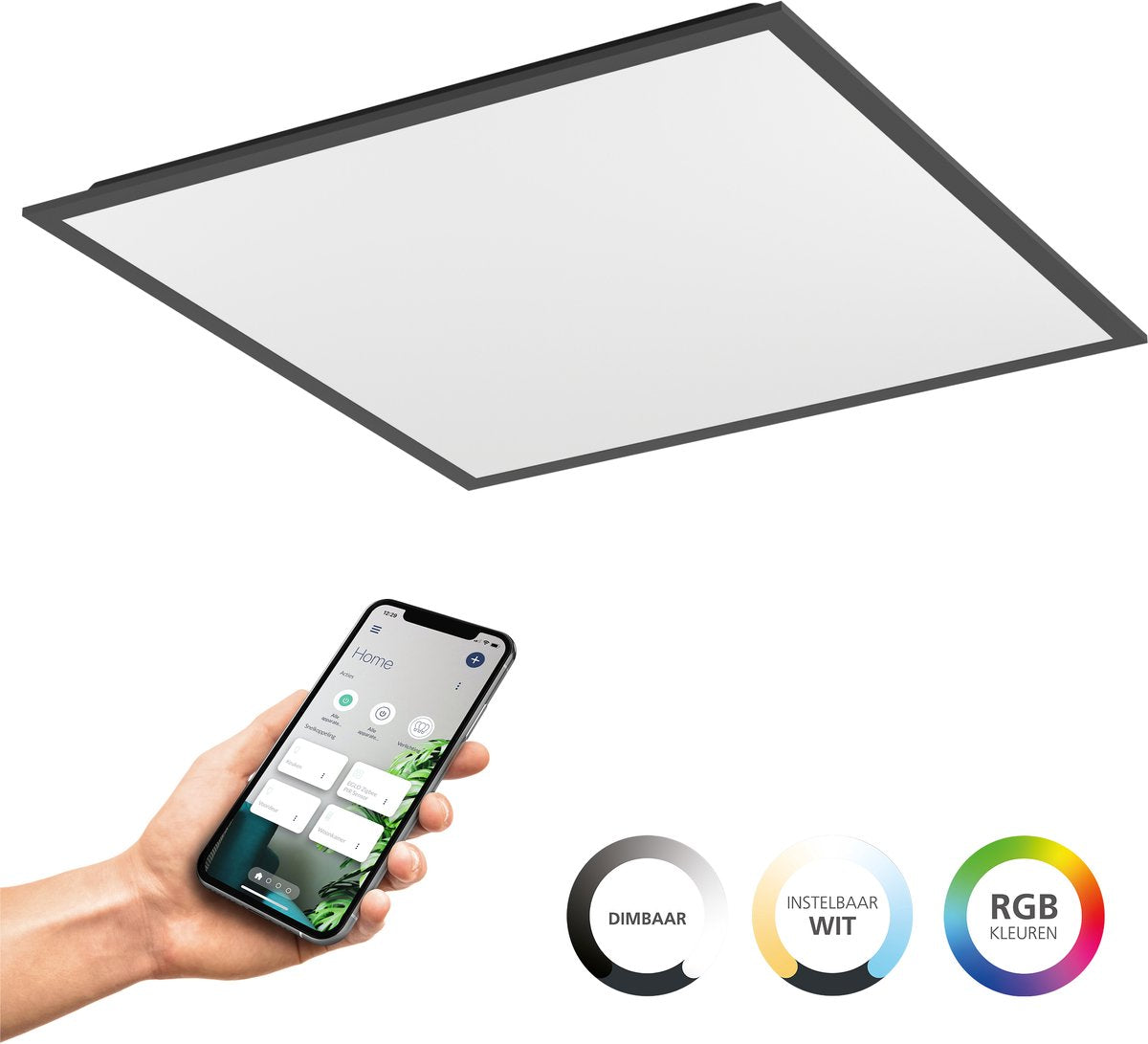 Eglo connect.z moradillo smart led paneel - 59.5 x 59.5 cm - zwart - instelbaar rgb wit licht - dimbaar - zigbee