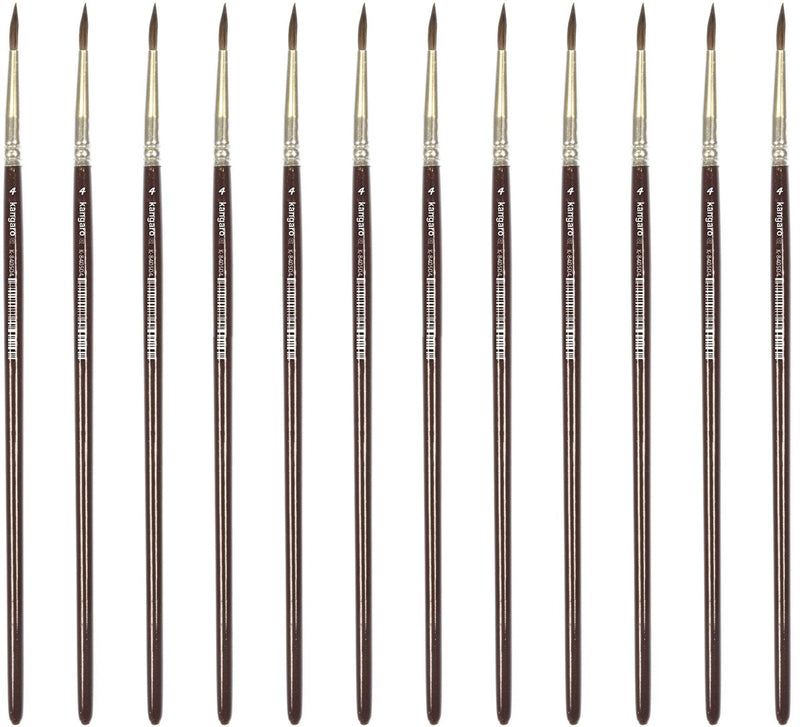Spazzola tonda Kangaro - misura 4 - legno laccato corto - scatola da 12 pezzi - k-840504